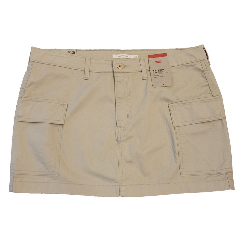 NEW Levi's '94 Cargo Mini Skirt Khaki Tan Women's Size 32 ~ 90's Retro Style 15"